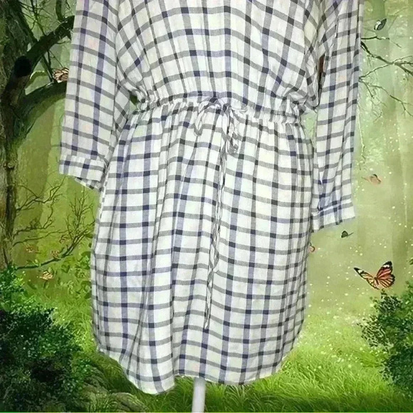 BB Dakota Baby Blue Checkered Jumper Dress - Picture 3 of 9